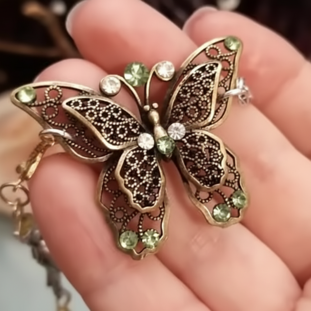 Butterfly fairy flower bracelet with Swarovski crystals, Victorian style vintage style handmade fantasy jewelry