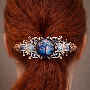 swarovski crystal hair clip victorian style tree of life blue magical