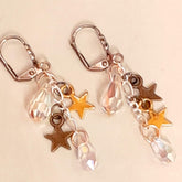 Victorian style dainty star bridal earrings with world-renowned genuine Swarovski AB crystals — small handmade designer wedding jewelry, vintage style