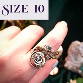 Dragonfly Rose Emerald Green Crystal Ring - Size 10