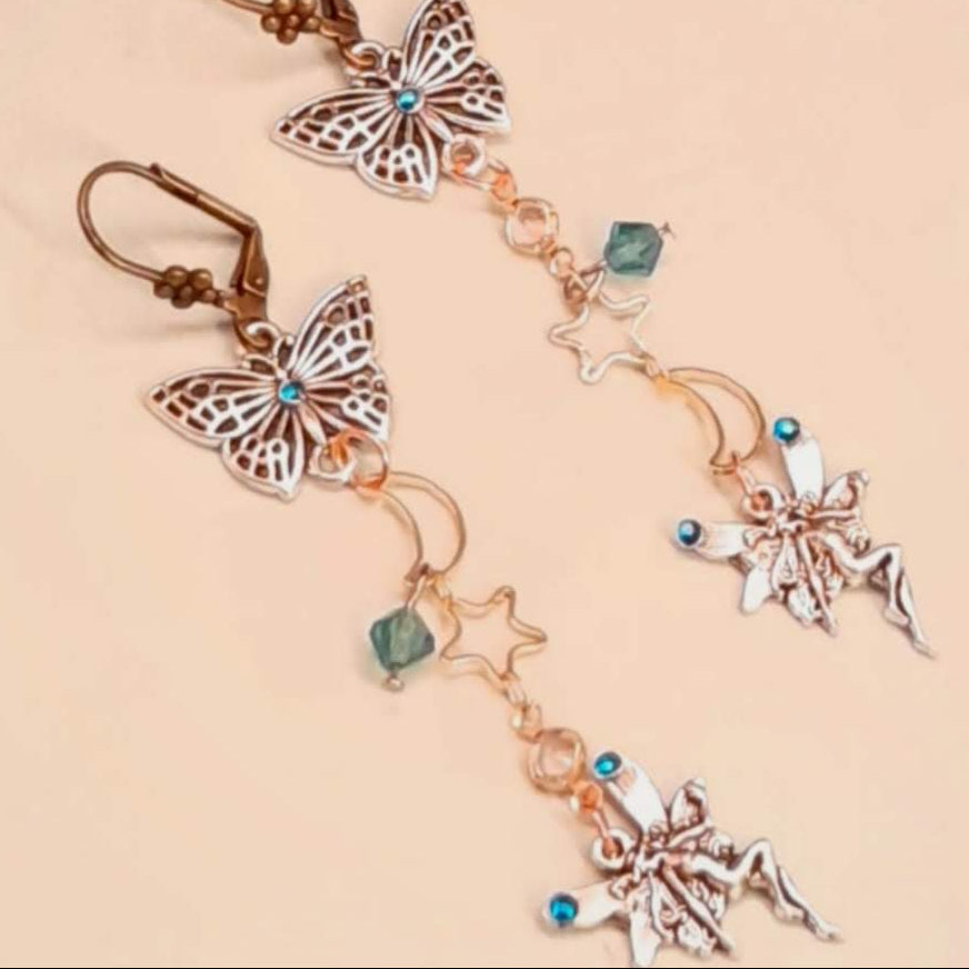 Something blue celestial bridal earrings with world-renowned genuine Swarovski crystals — Victorian style vintage style fairycore