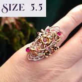 Flower Fairy Pink Crystals Ring - Size 5.5