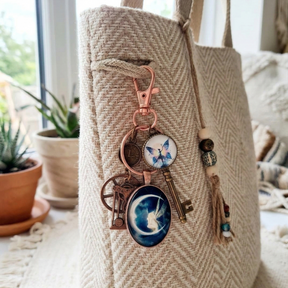 purse charm key chain charm zipper pull moon fairy