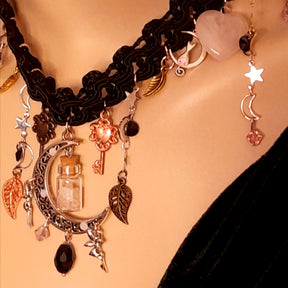 Gothic wedding choker necklace – magical fantasy dark romantic bridal jewelry with world-renowned genuine Swarovski jet black crystals and celestial details, handmade designer Victorian style