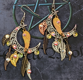 Feathery Moon Earrings - Celestial Magick