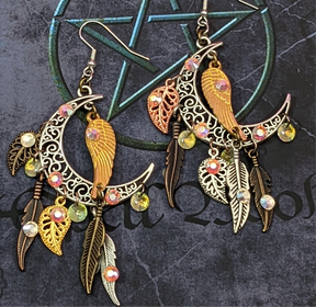 Feathery Moon Earrings - Celestial Magick