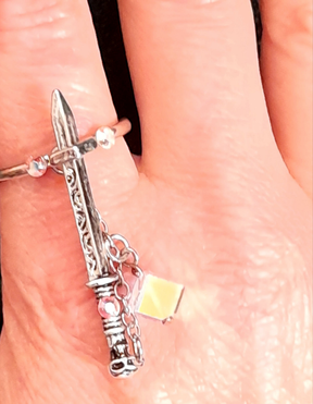 Adjustable Fantasy Sword Ring AB Crystals