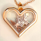 Rachel Flam Design Handmade Openable Locket Necklace Alice in Wonderland White Rabbit Clock Hand Gear Green Swarovski Crystals 