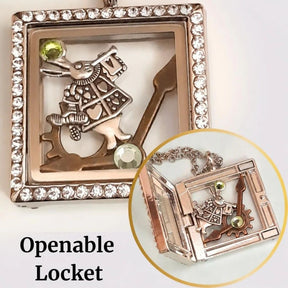 Necklace Locket Pendant Square Openable Alice in Wonderland