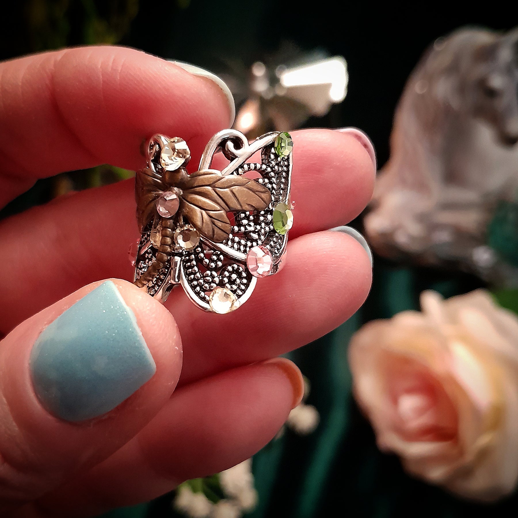 Butterfly Dragonfly Nature Ring Size 5.5