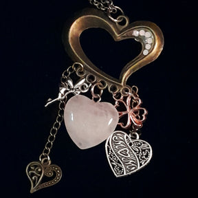 Rose Quartz Heart Necklace Mom Gift