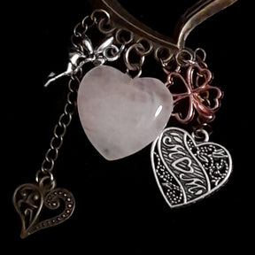 Rose Quartz Heart Necklace Mom Gift