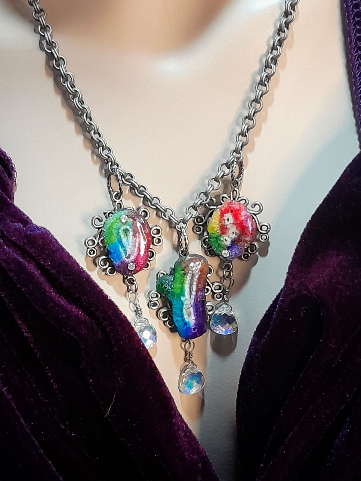 Rainbow Stone Crystal AB Necklace