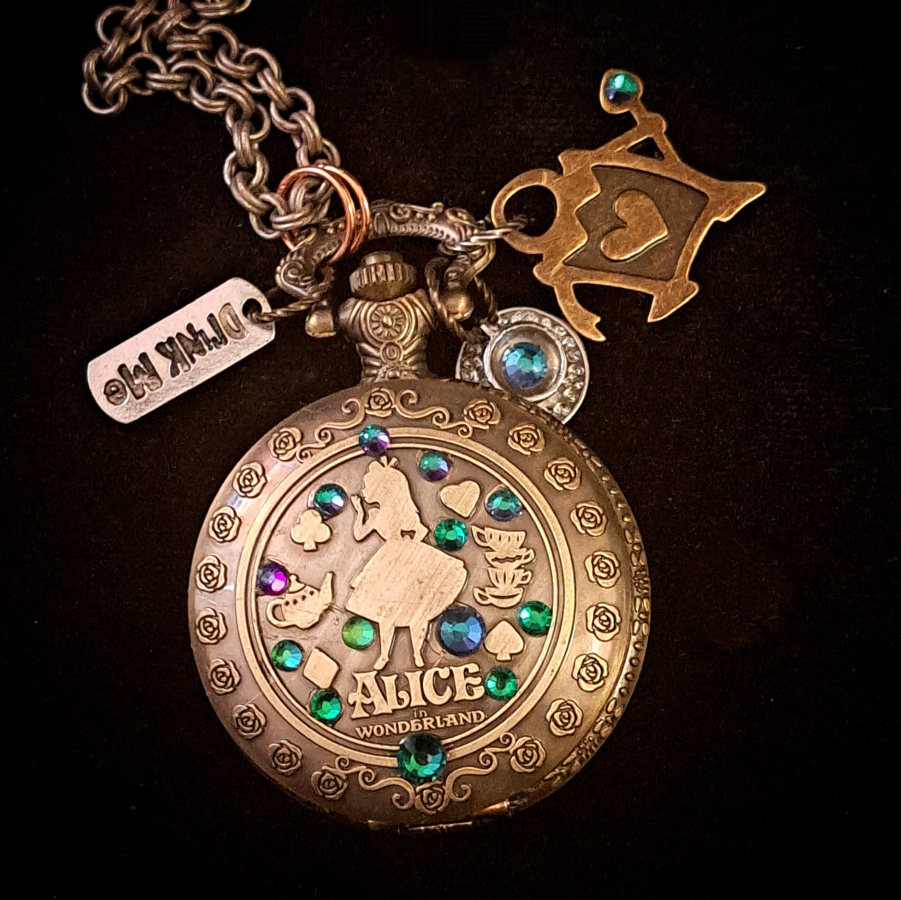 Alice in wonderland pocket watch necklace online