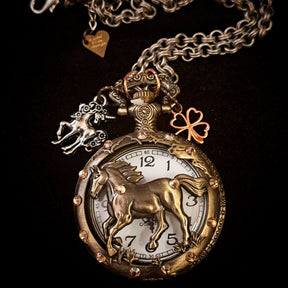 Horse Pocket Watch Pendant Necklace