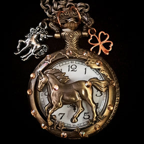 Horse Pocket Watch Pendant Necklace