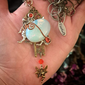 White Opal Fantasy Dragon Necklace