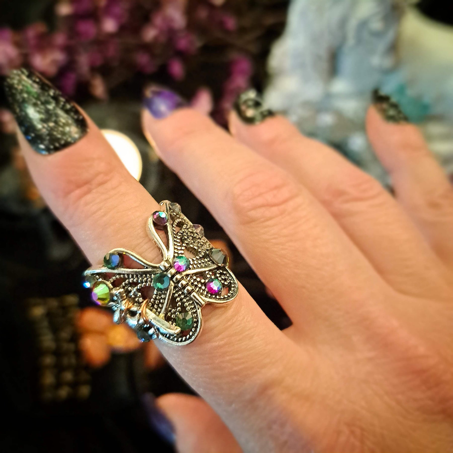 Size 8 Butterfly Crystal Fairy Ring