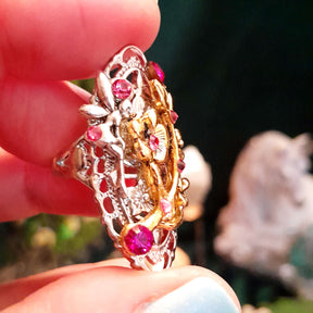 Flower Fairy Pink Crystals Ring - Size 5.5