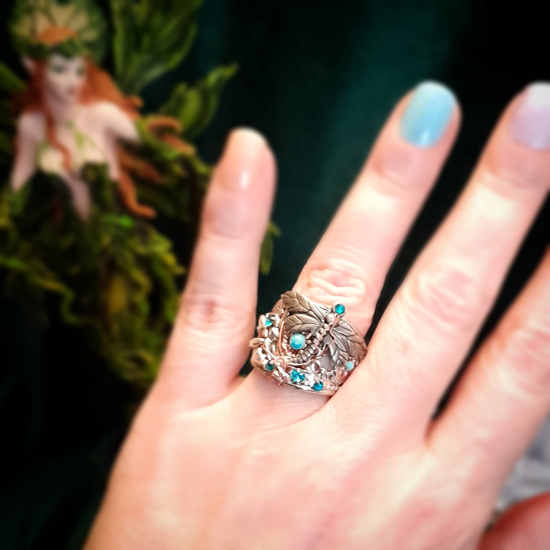 Dragonfly Fairy Turquoise Ring Size 8