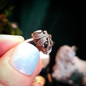 Adjustable Lapis Lazuli Dragonfly Ring