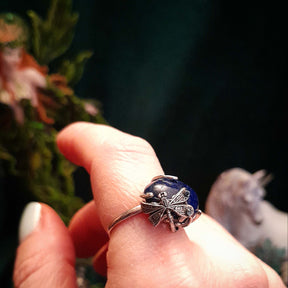 Adjustable Lapis Lazuli Dragonfly Ring