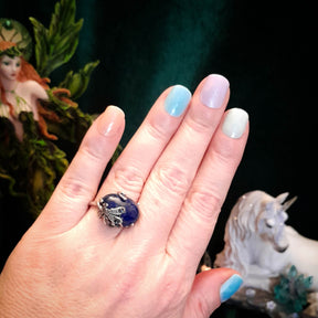 Adjustable Ring Lapis Lazuli Dragonfly