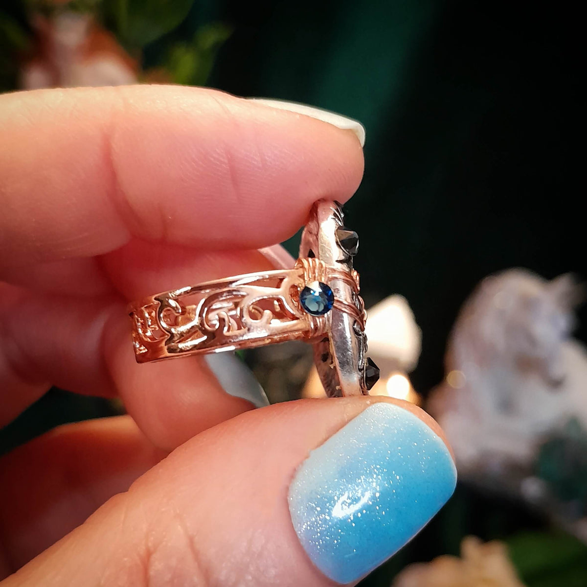 Cat & Moon Rose Gold Ring - Size 7.5