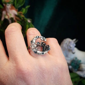 Cat & Moon Rose Gold Ring - Size 7.5