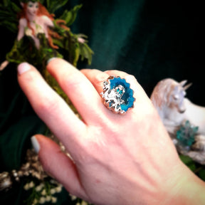 Turquoise Geode Dragon Treasure Ring