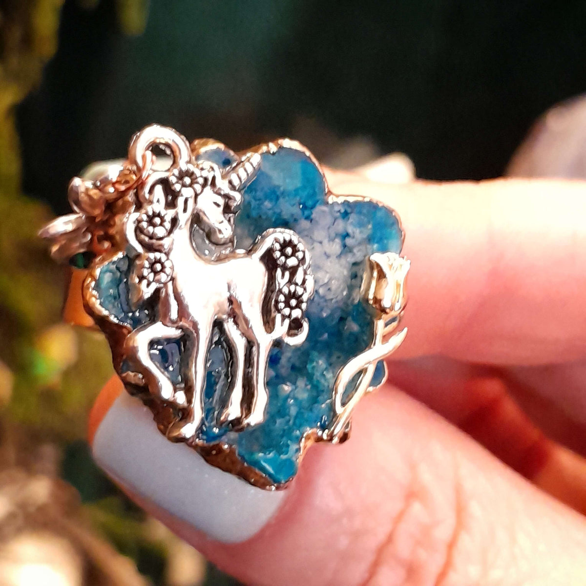Adjustable Ring Turquoise Geode Unicorn