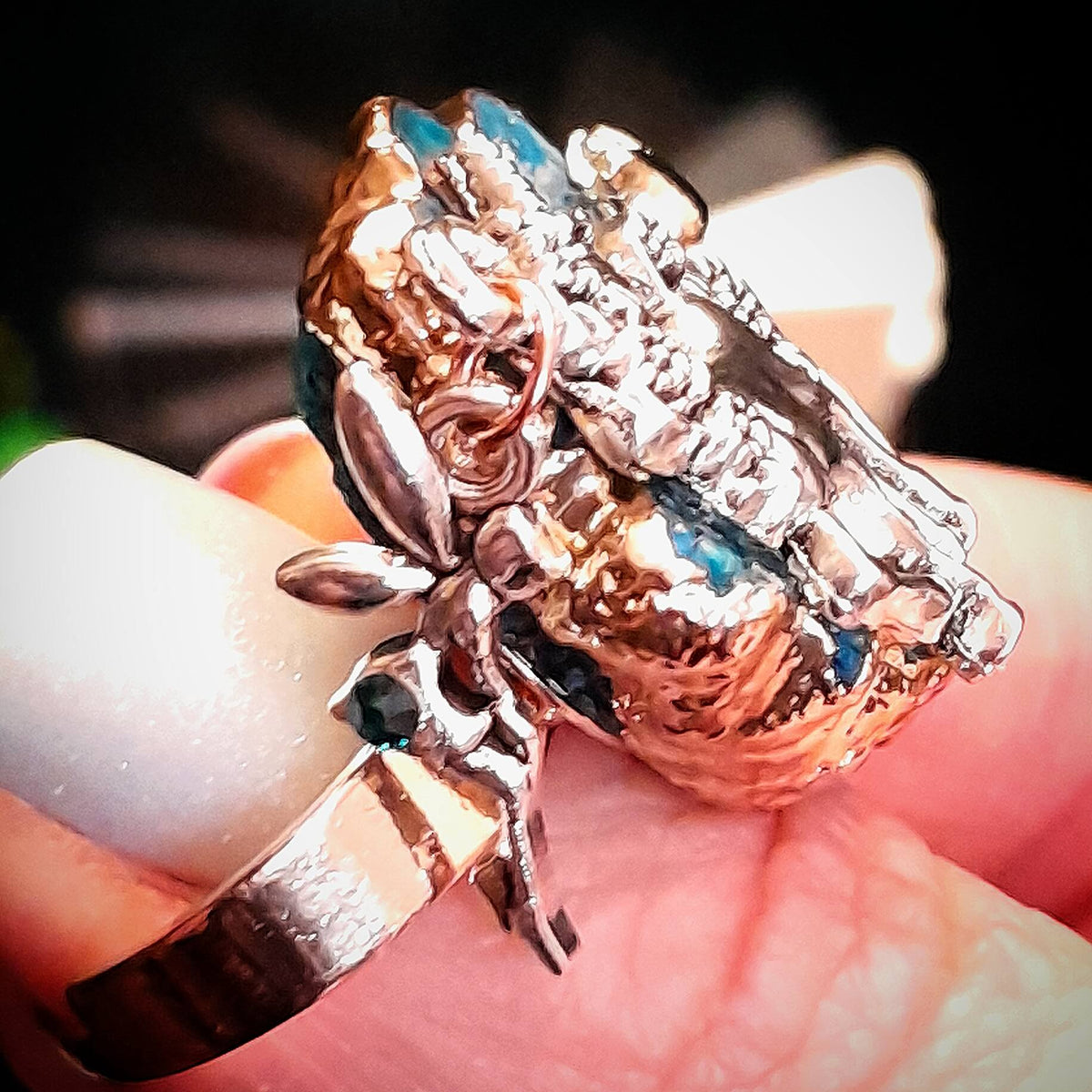 Adjustable Ring Turquoise Geode Unicorn
