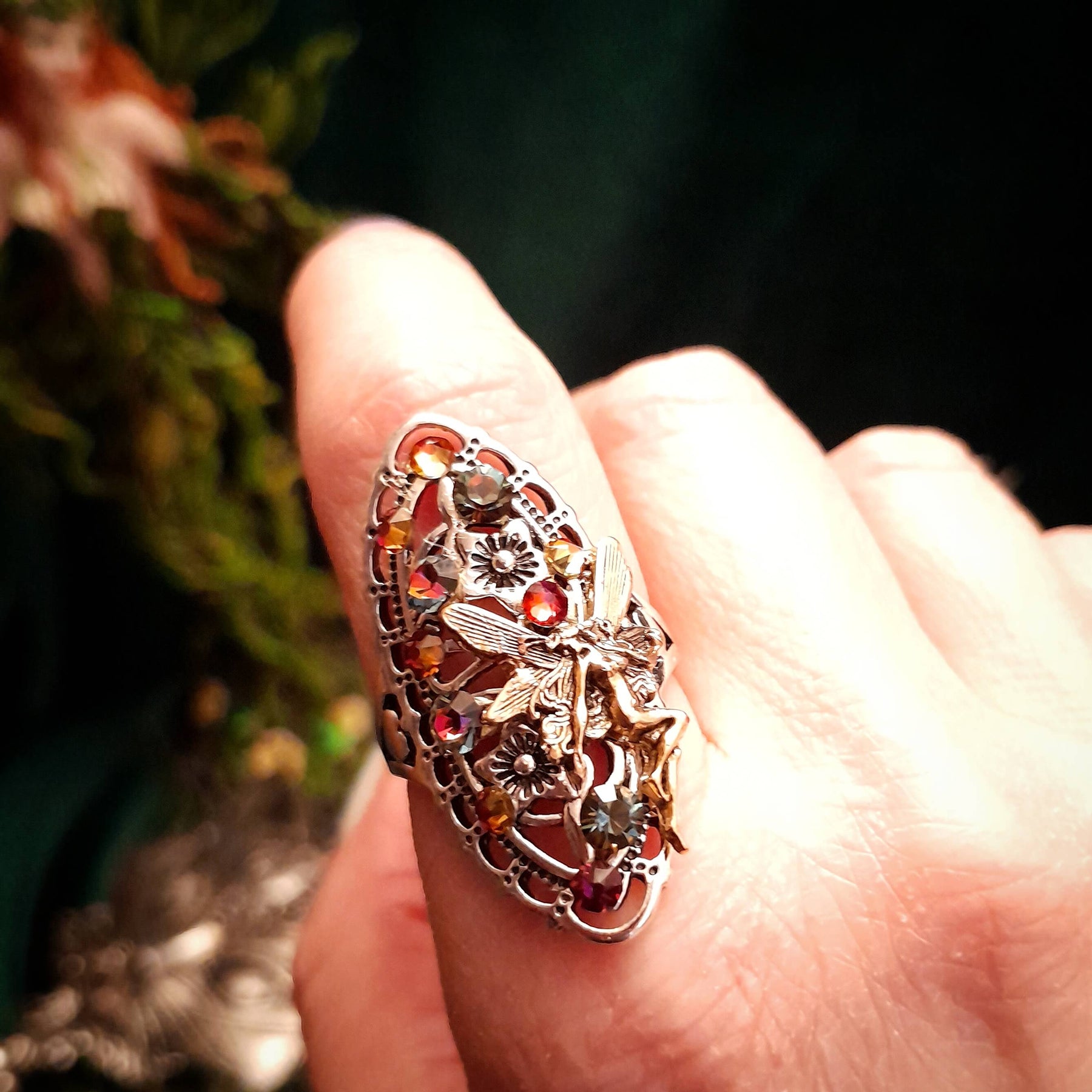Fairy Fantasy Statement Ring Size 9.5