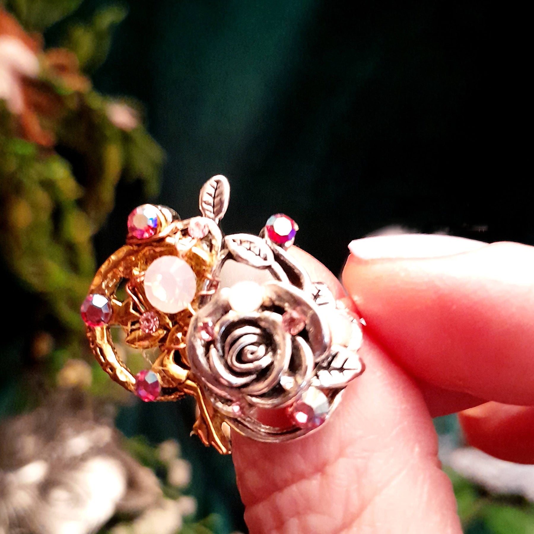 Rose Fairy Moon Statement Ring Size 7.5