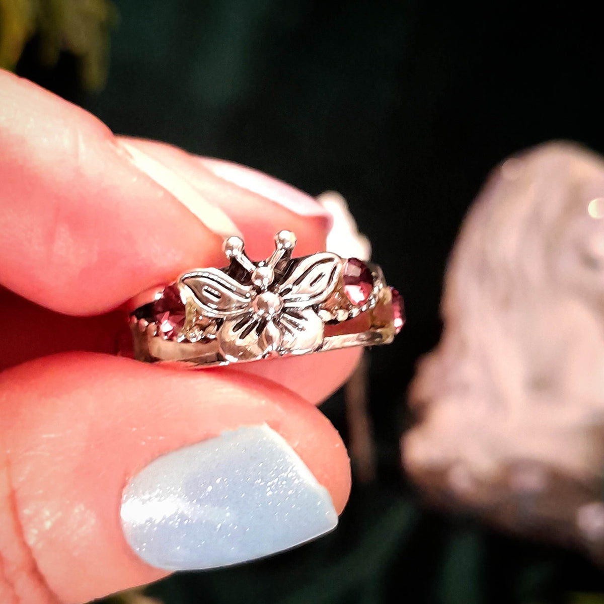 Butterfly Amethyst Purple Ring Size 9