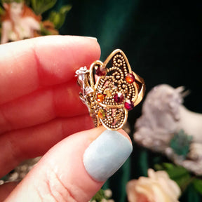 Butterfly Filigree Flower Ring - Size 7.5