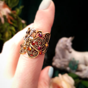 Butterfly Filigree Flower Ring - Size 7.5