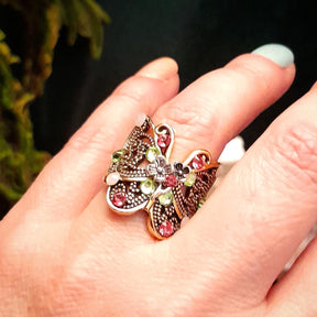 Butterfly Flower Nature Ring Size 7.5