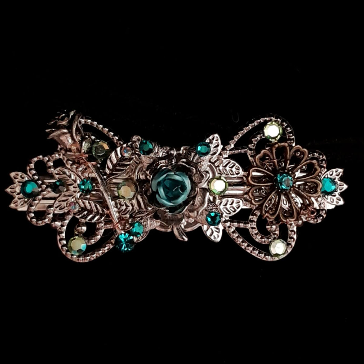 Turquoise Rose Hairclip Barrette