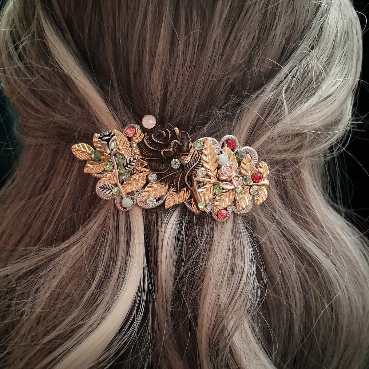 Roses and Leaves Hairclip Barrette