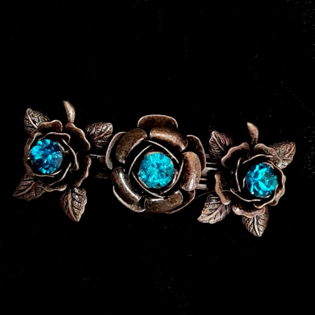Roses Turquoise Crystal Hairclip Barrette