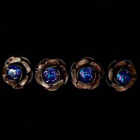 4 Rose Blue Crystal Hairclip Barrette