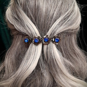 4 Rose Blue Crystal Hairclip Barrette