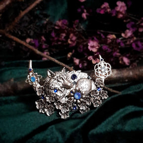 Moon Wolf Blue Crystal Hairclip Barrette