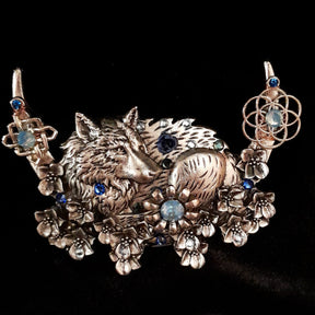 Moon Wolf Blue Crystal Hairclip Barrette