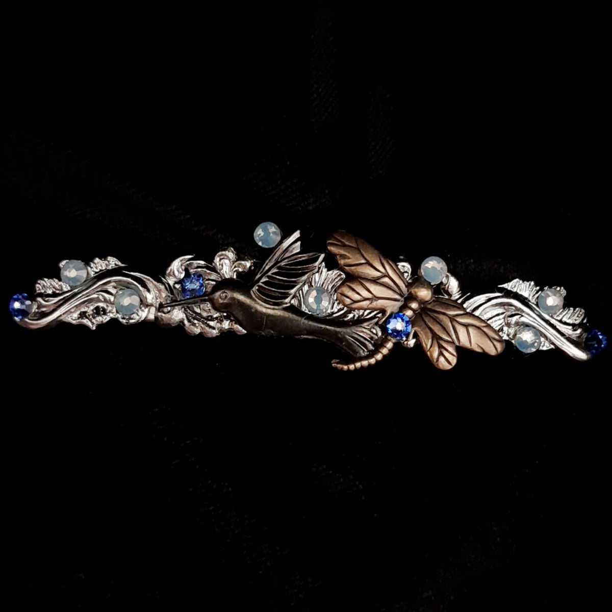 Hummingbird Dragonfly Blue Hairclip