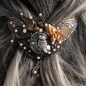 Large Boho Moon Owl Hairclip