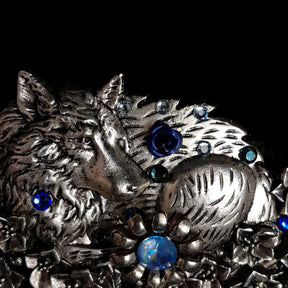 Moon Wolf Blue Crystal Hairclip Barrette