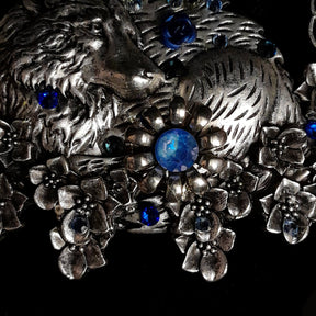 Moon Wolf Blue Crystal Hairclip Barrette