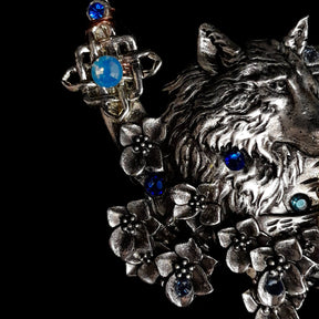 Moon Wolf Blue Crystal Hairclip Barrette